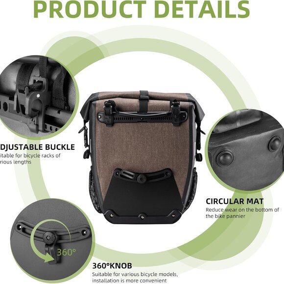 Waterproof Bike Pannier Bags 27L CbRSPORTS - Picture 3 of 10